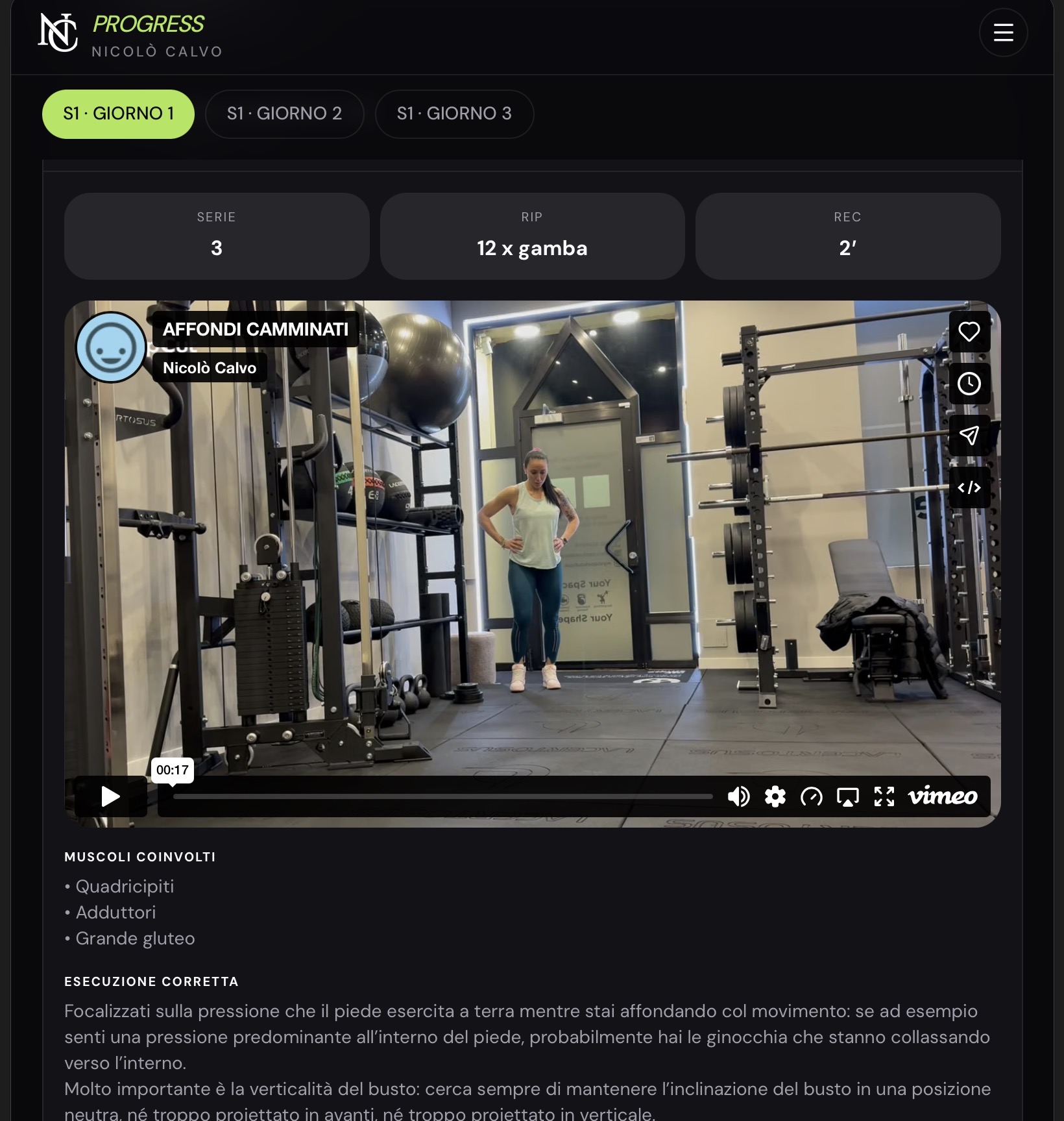 Anteprima del video tutorial di un esercizio con muscoli coinvolti ed errori da evitare